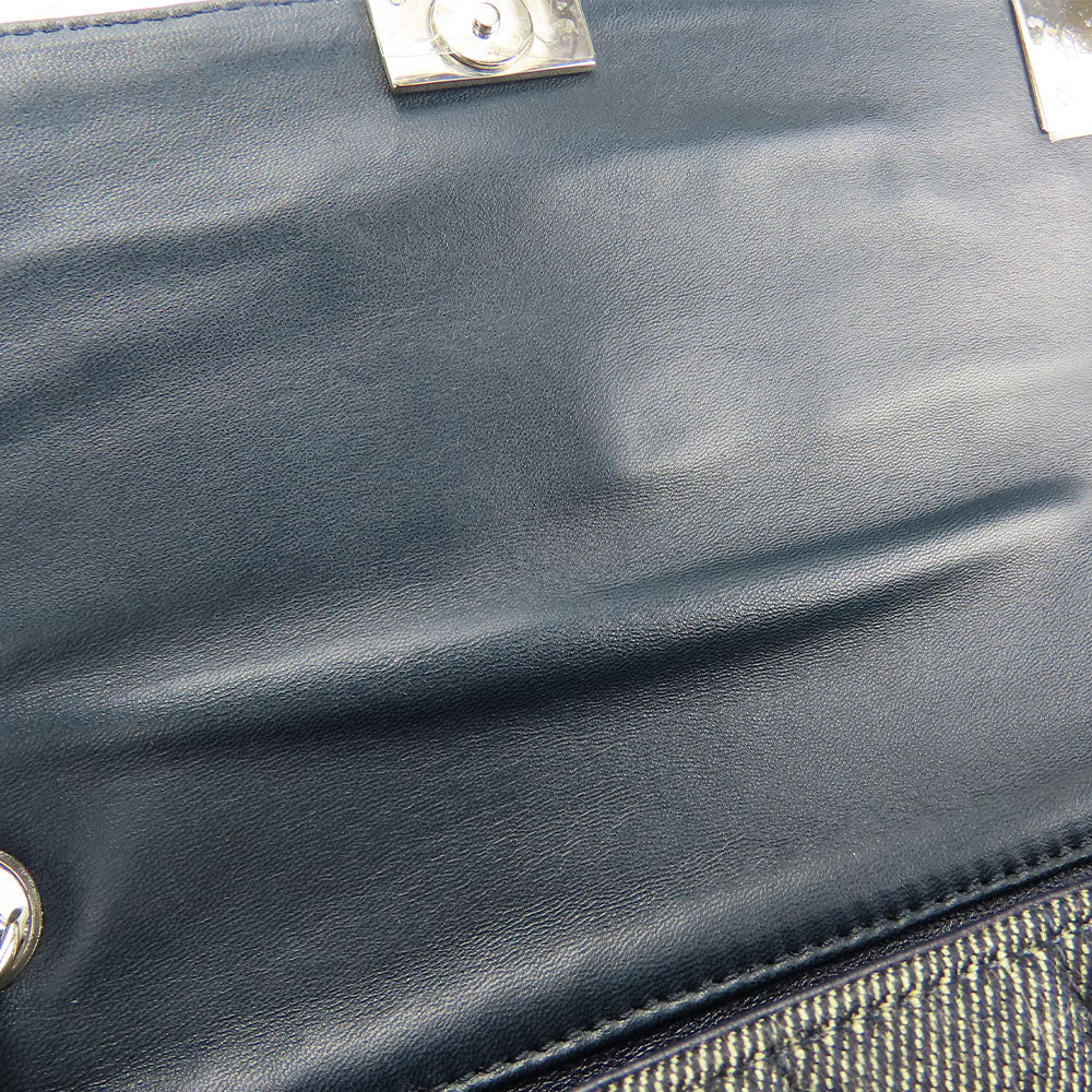 CHANEL Shoulder Bag A17567 denim Navy Chocolate bar Women Used Authentic