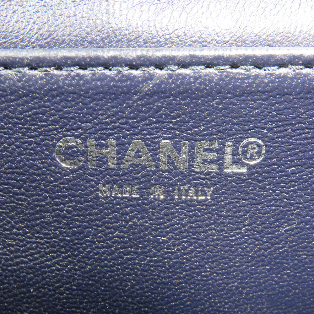 CHANEL Shoulder Bag A17567 denim Navy Chocolate bar Women Used Authentic