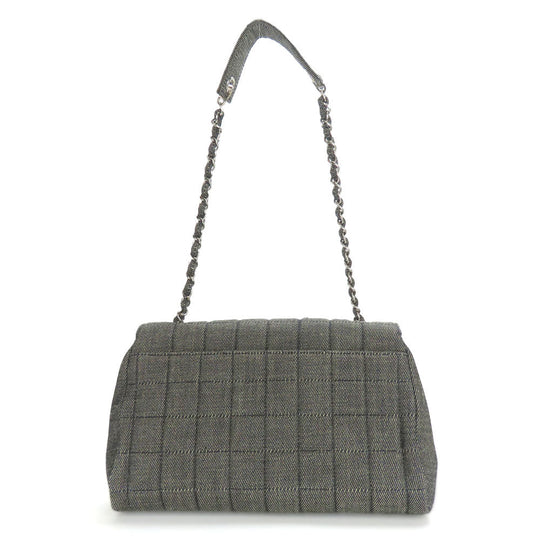 CHANEL Shoulder Bag A17567 denim Navy Chocolate bar Women Used Authentic