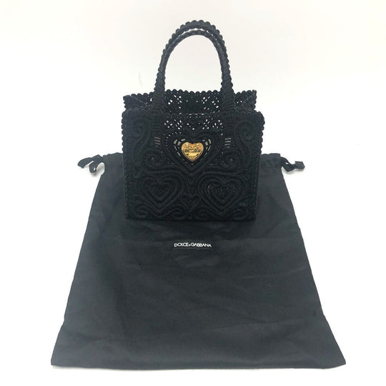 DOLCE&GABBANA Handbag cotton black Heart plate