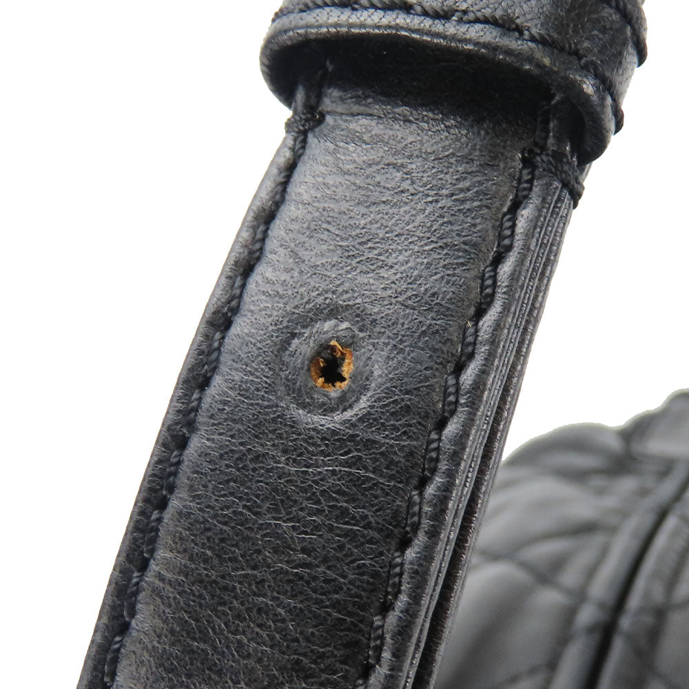 CHANEL Shoulder Bag leather black Matelasse stitch Women Used Authentic