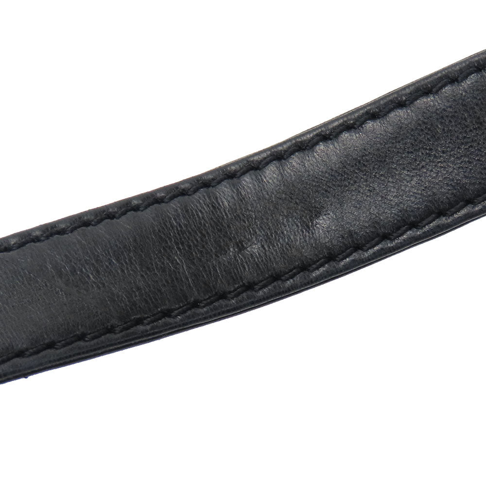 CHANEL Shoulder Bag leather black Matelasse stitch Women Used Authentic