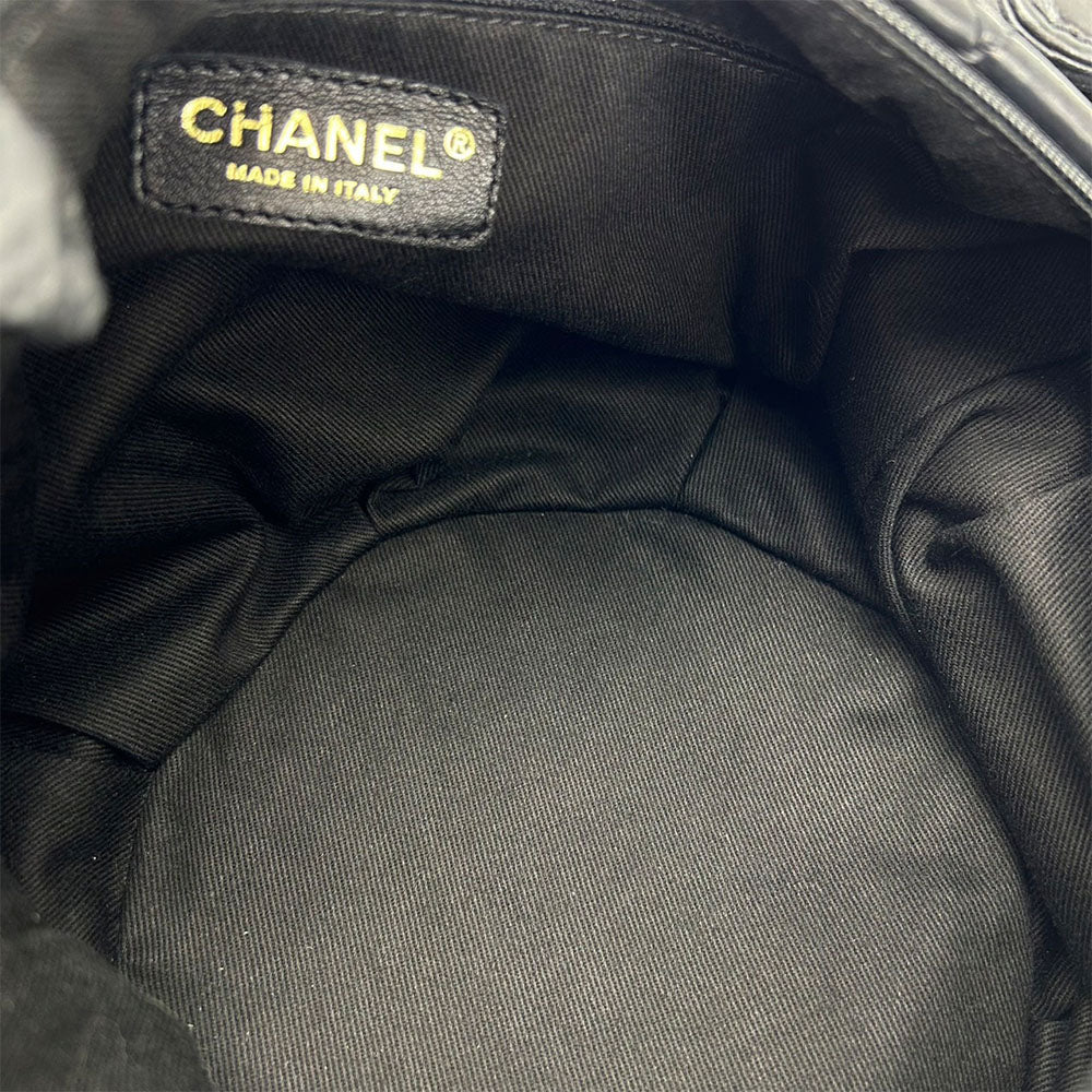 CHANEL Shoulder Bag leather black Matelasse stitch Women Used Authentic