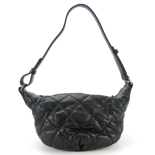 CHANEL Shoulder Bag leather black Matelasse stitch Women Used Authentic