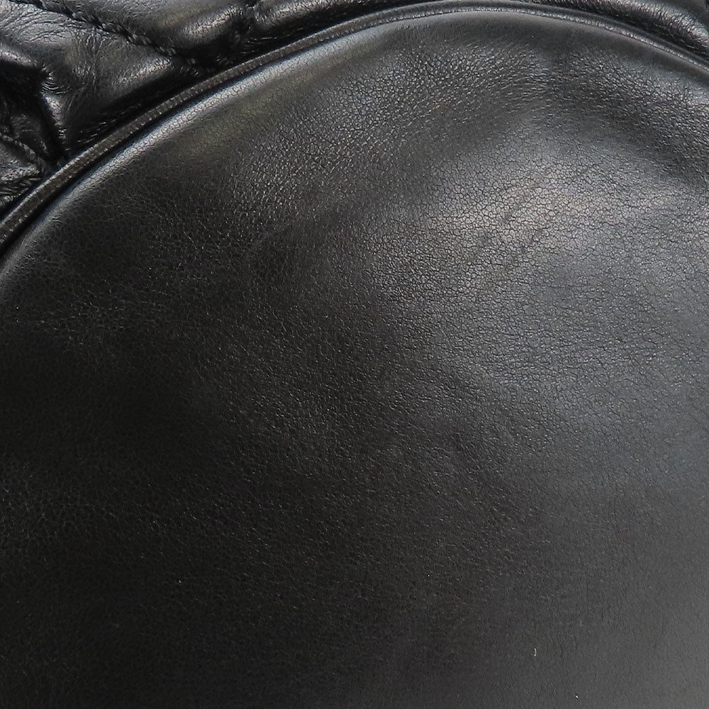 CHANEL Shoulder Bag leather black Matelasse stitch Women Used Authentic