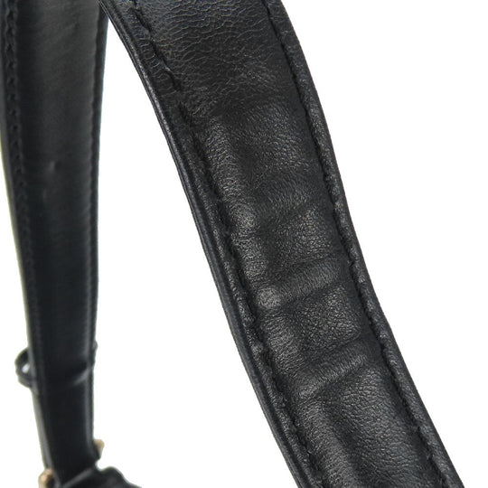 CHANEL Shoulder Bag leather black Matelasse stitch Women Used Authentic