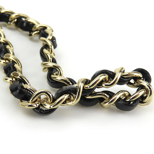 CHANEL Shoulder Bag leather black La Pauza Women Used Authentic