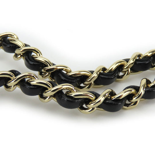 CHANEL Shoulder Bag leather black La Pauza Women Used Authentic