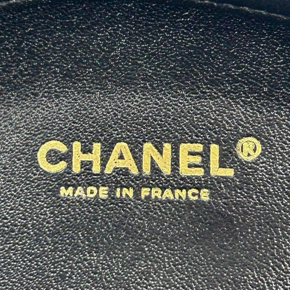 CHANEL Shoulder Bag leather black La Pauza Women Used Authentic