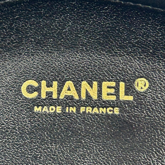 CHANEL Shoulder Bag leather black La Pauza Women Used Authentic