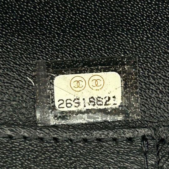 CHANEL Shoulder Bag leather black La Pauza Women Used Authentic