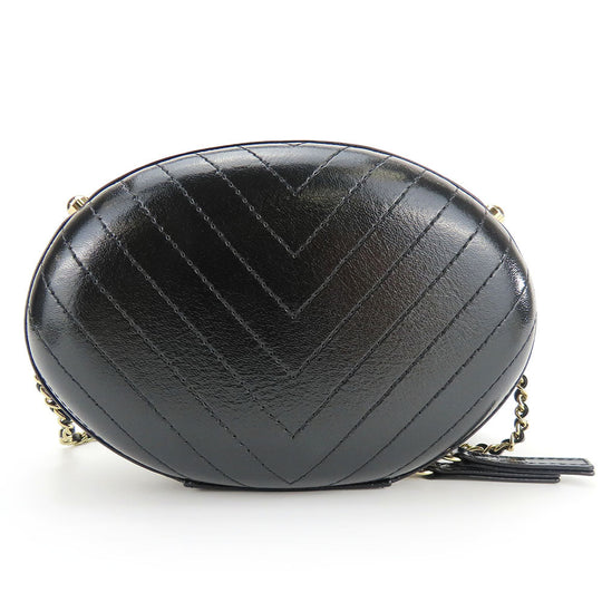 CHANEL Shoulder Bag leather black La Pauza Women Used Authentic