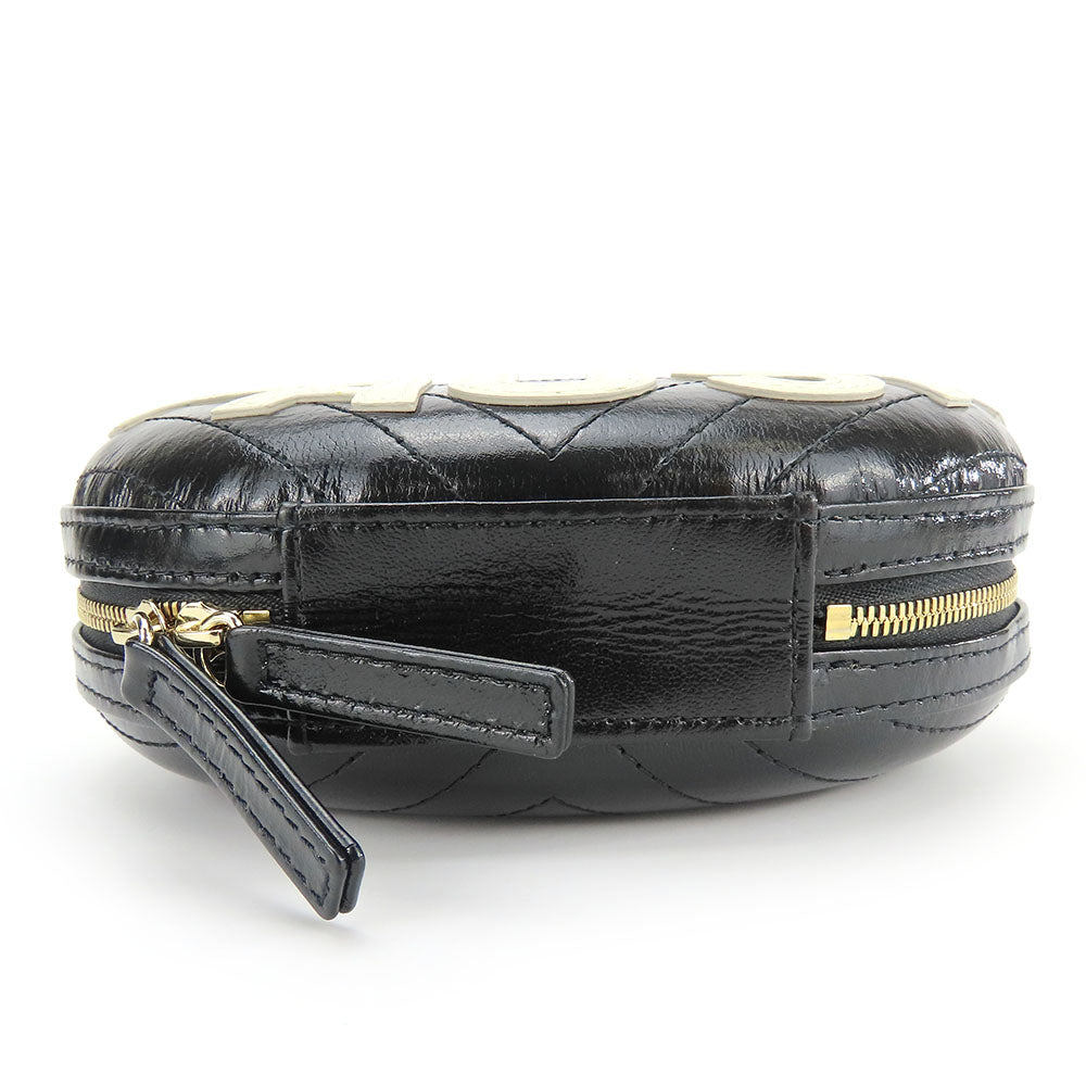 CHANEL Shoulder Bag leather black La Pauza Women Used Authentic