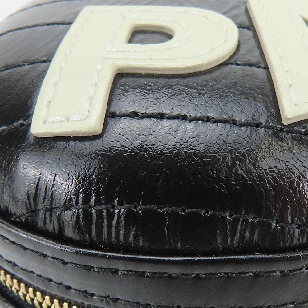 CHANEL Shoulder Bag leather black La Pauza Women Used Authentic