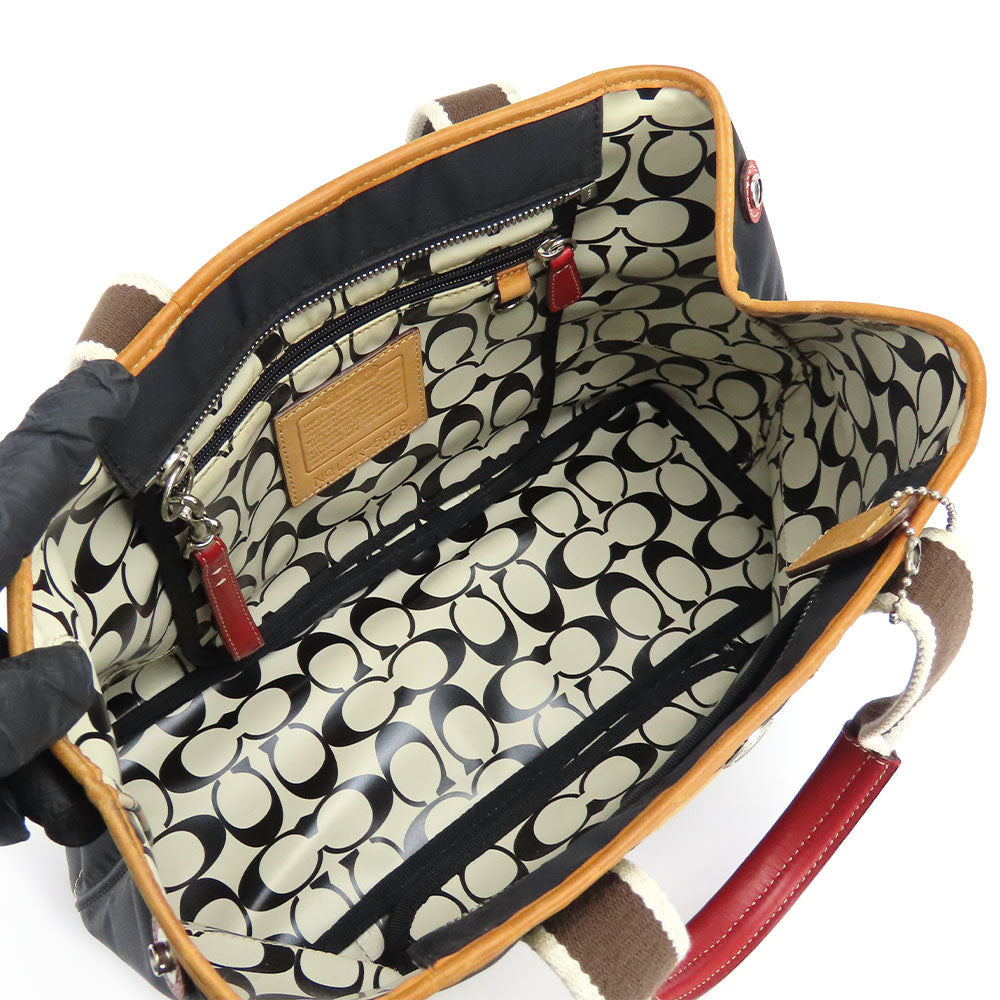 COACH Handbag 5078 Nylon, Leather Red, White Women Used Authentic