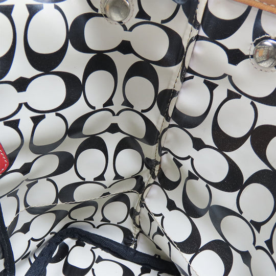 COACH Handbag 5078 Nylon, Leather Red, White Women Used Authentic