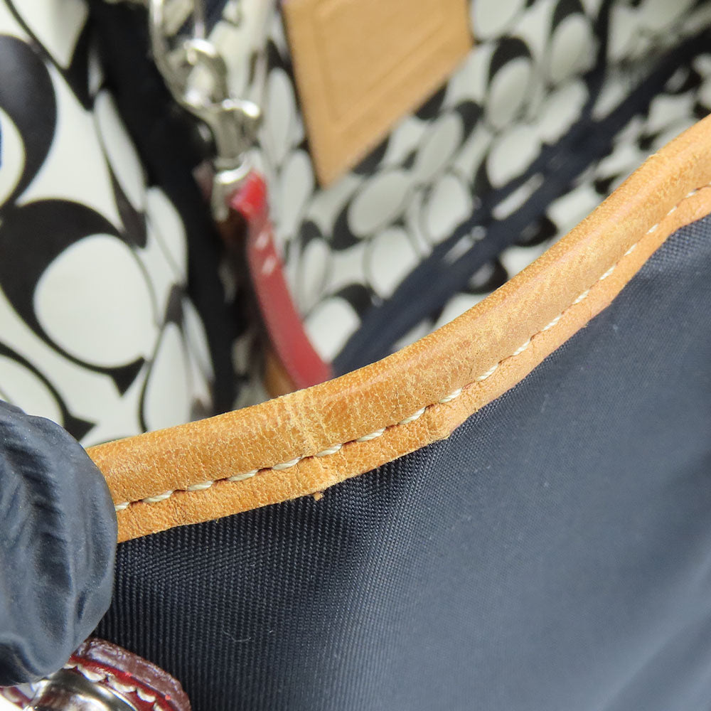 COACH Handbag 5078 Nylon, Leather Red, White Women Used Authentic