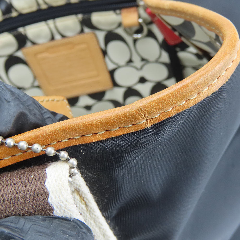 COACH Handbag 5078 Nylon, Leather Red, White Women Used Authentic