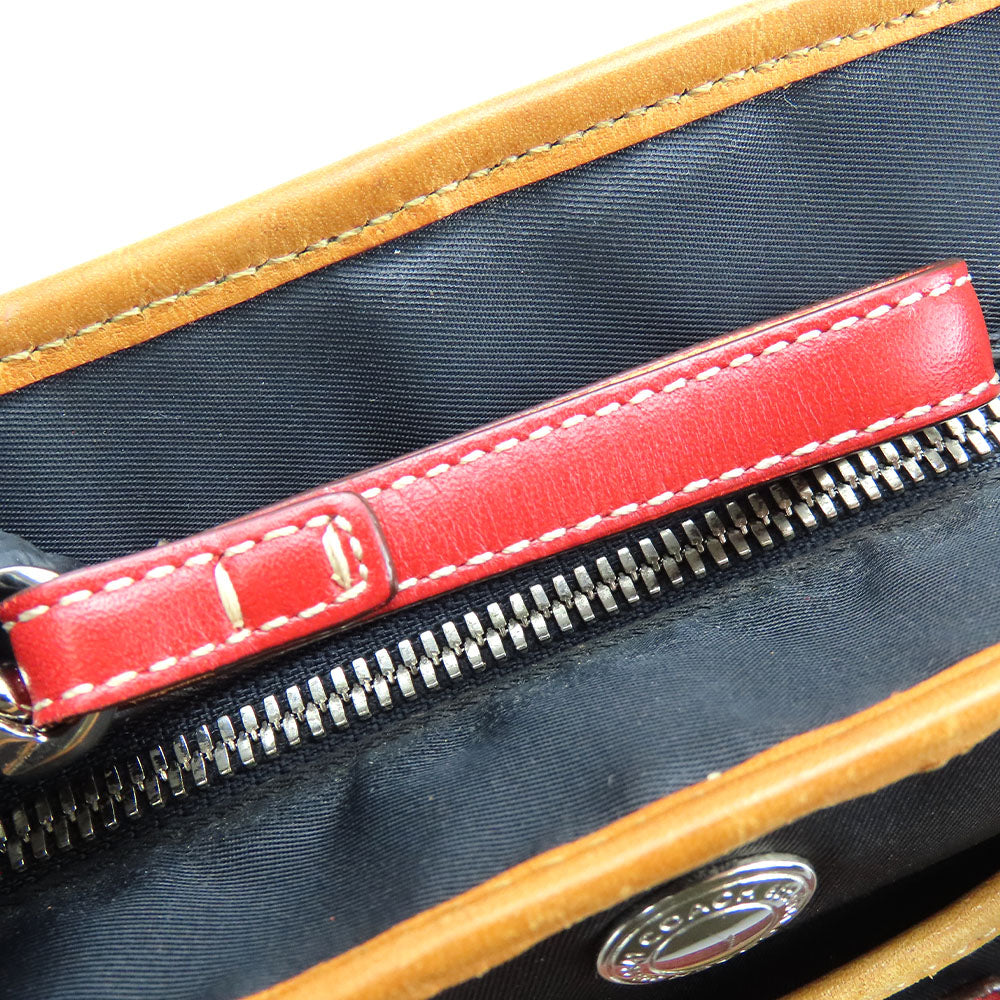COACH Handbag 5078 Nylon, Leather Red, White Women Used Authentic