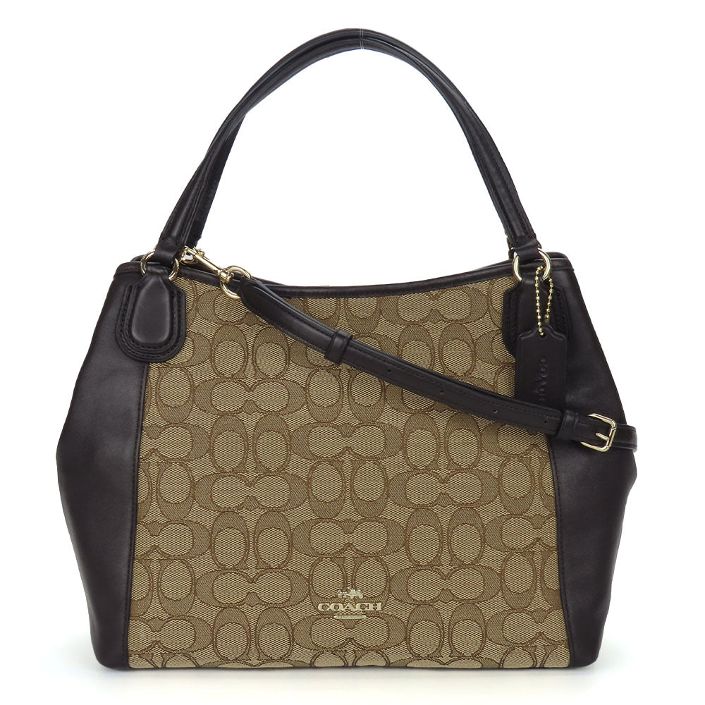 COACH Handbag 36370 Canvas, Leather Brown Signature Women Used Authentic