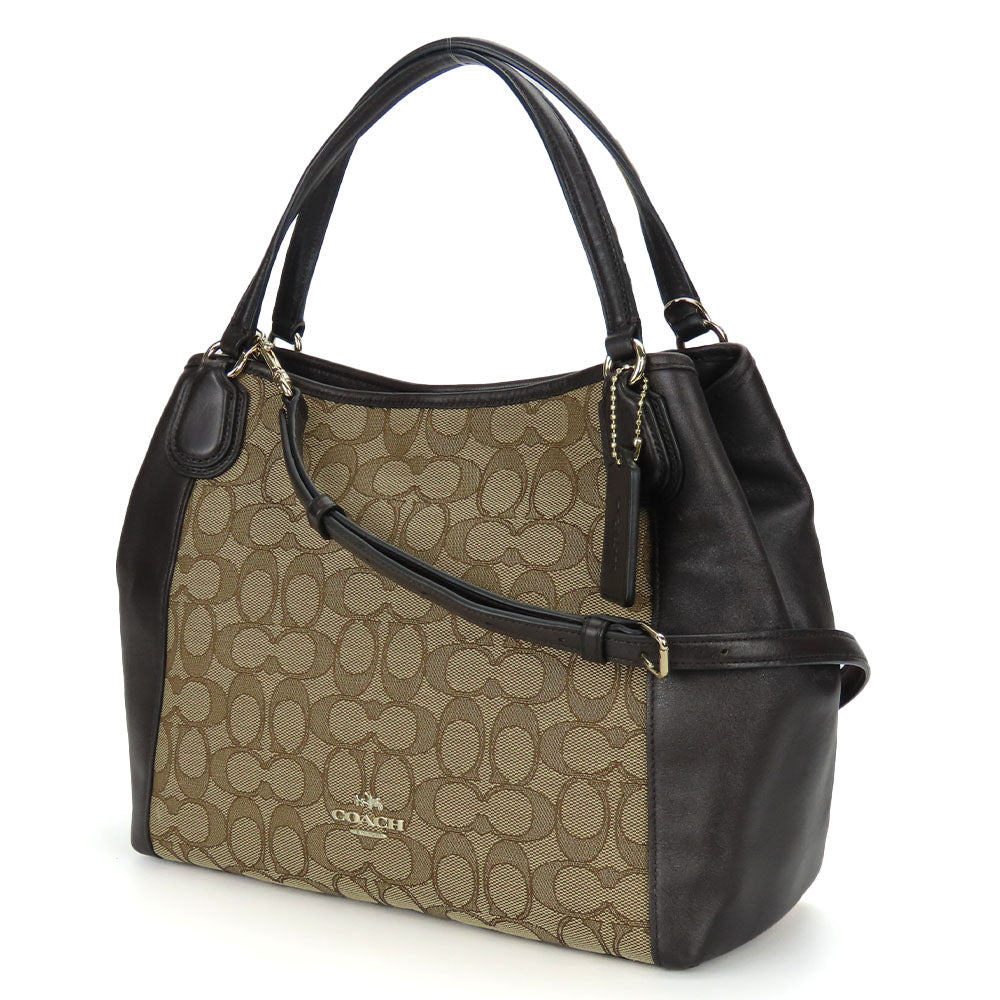COACH Handbag 36370 Canvas, Leather Brown Signature Women Used Authentic