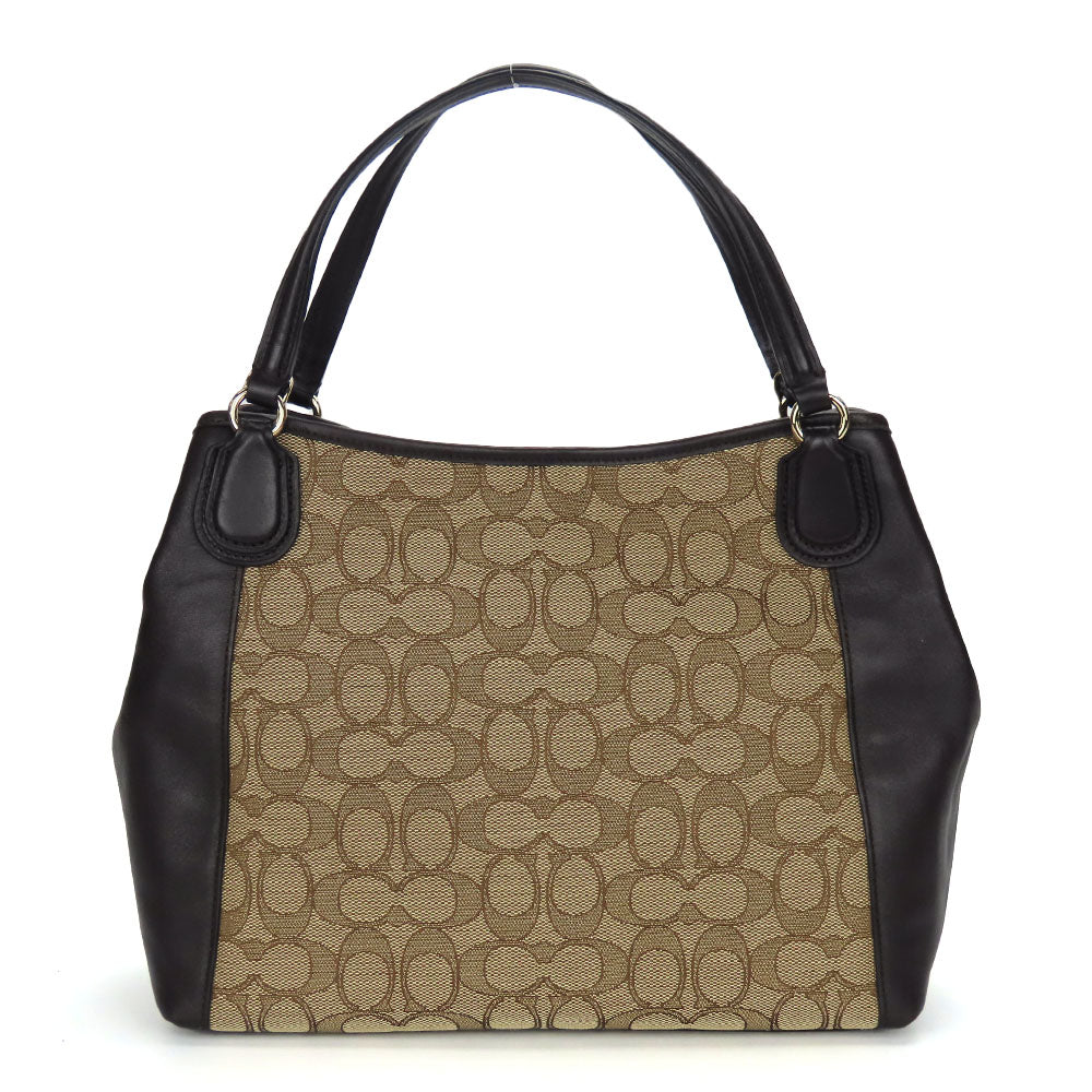 COACH Handbag 36370 Canvas, Leather Brown Signature Women Used Authentic