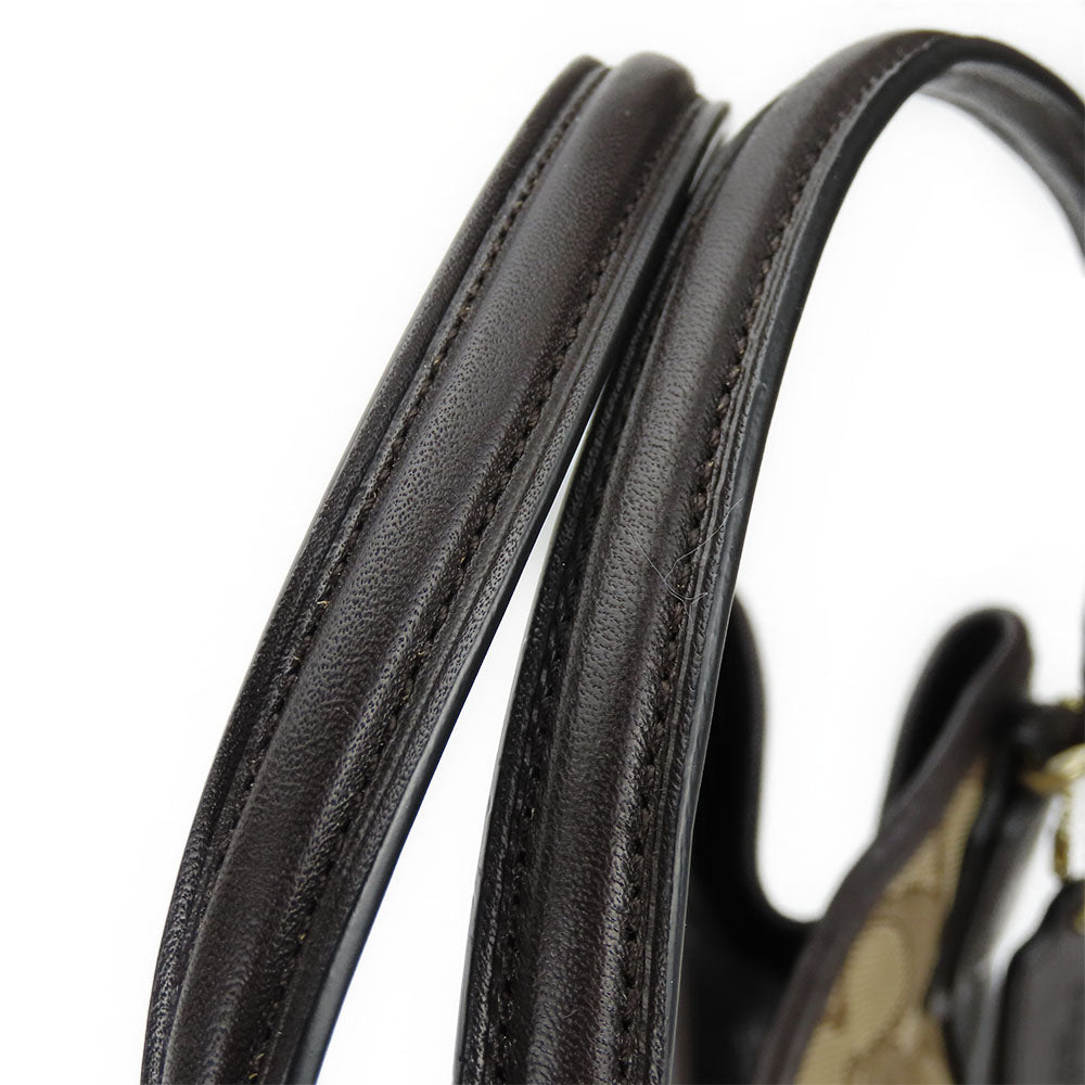 COACH Handbag 36370 Canvas, Leather Brown Signature Women Used Authentic