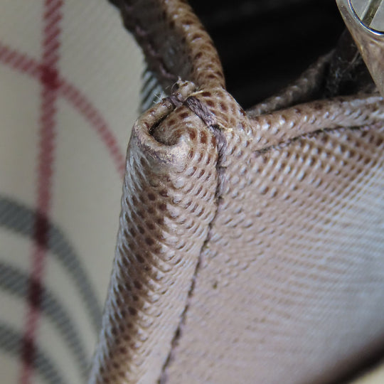 BURBERRY Shoulder Bag Canvas, Leather beige Women Used Authentic