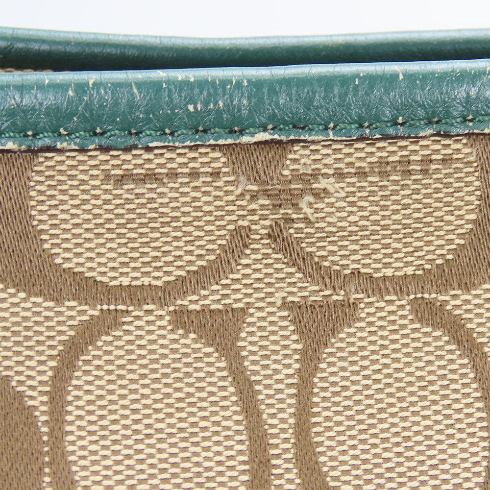 COACH Tote Bag F23297 Canvas, Leather green Women Used Authentic