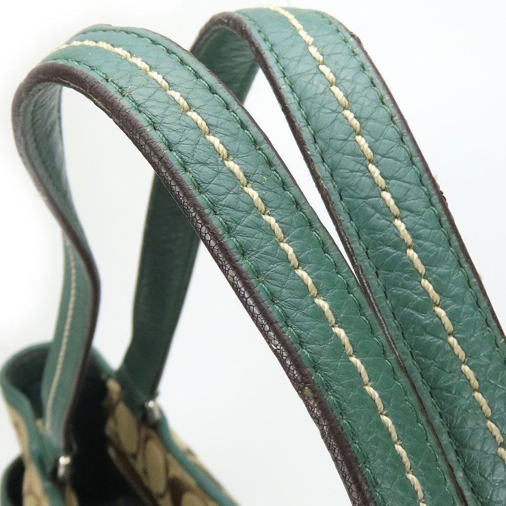 COACH Tote Bag F23297 Canvas, Leather green Women Used Authentic
