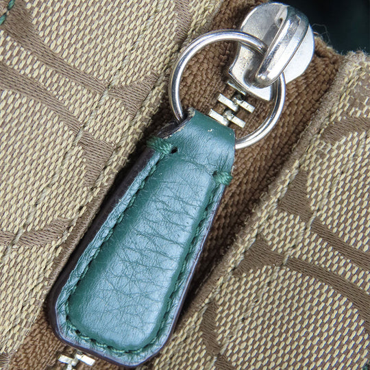 COACH Tote Bag F23297 Canvas, Leather green Women Used Authentic