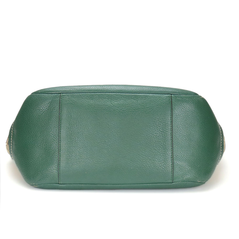 COACH Tote Bag F23297 Canvas, Leather green Women Used Authentic