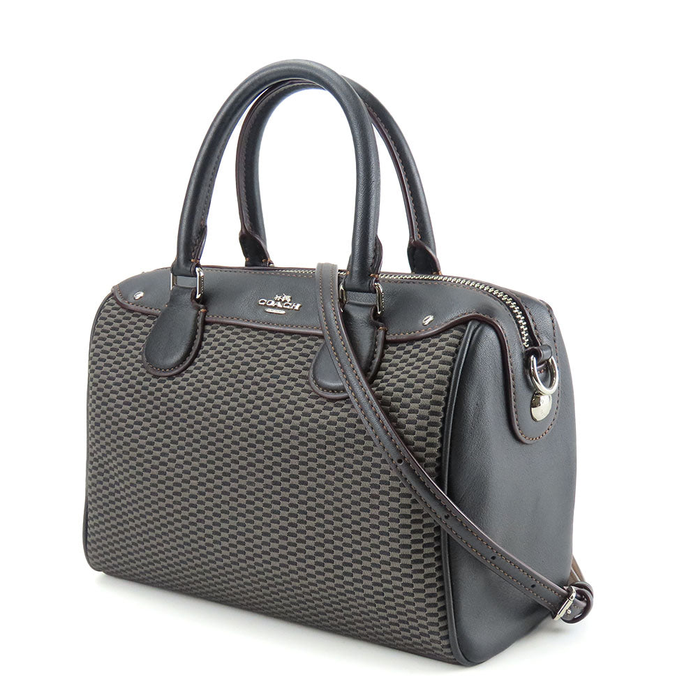 COACH Handbag F57242 Leather, Canvas black Women Used Authentic