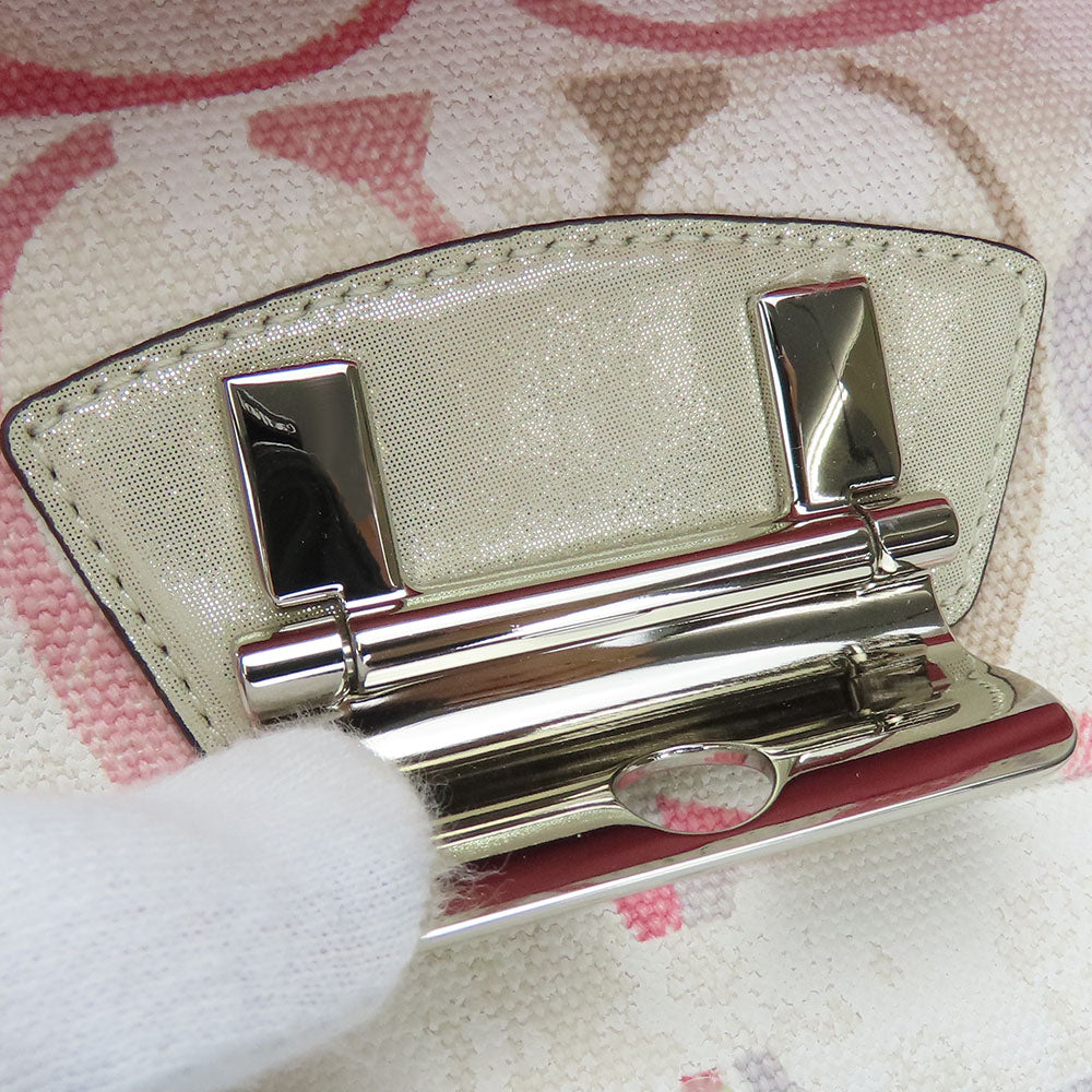 COACH Handbag 19339 Canvas, Leather, Sequins Pink, Multicolor Christine Women Used Authentic