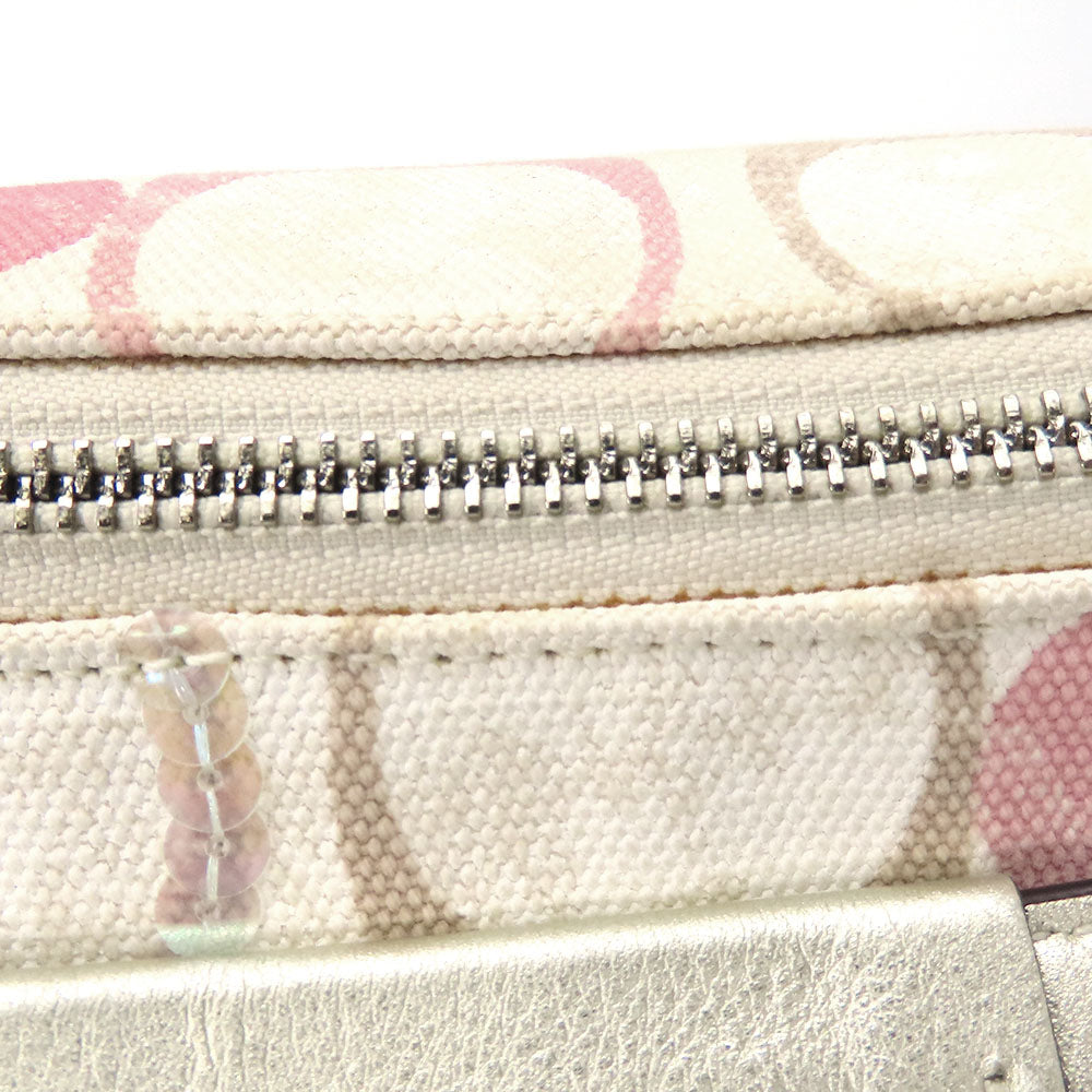 COACH Handbag 19339 Canvas, Leather, Sequins Pink, Multicolor Christine Women Used Authentic