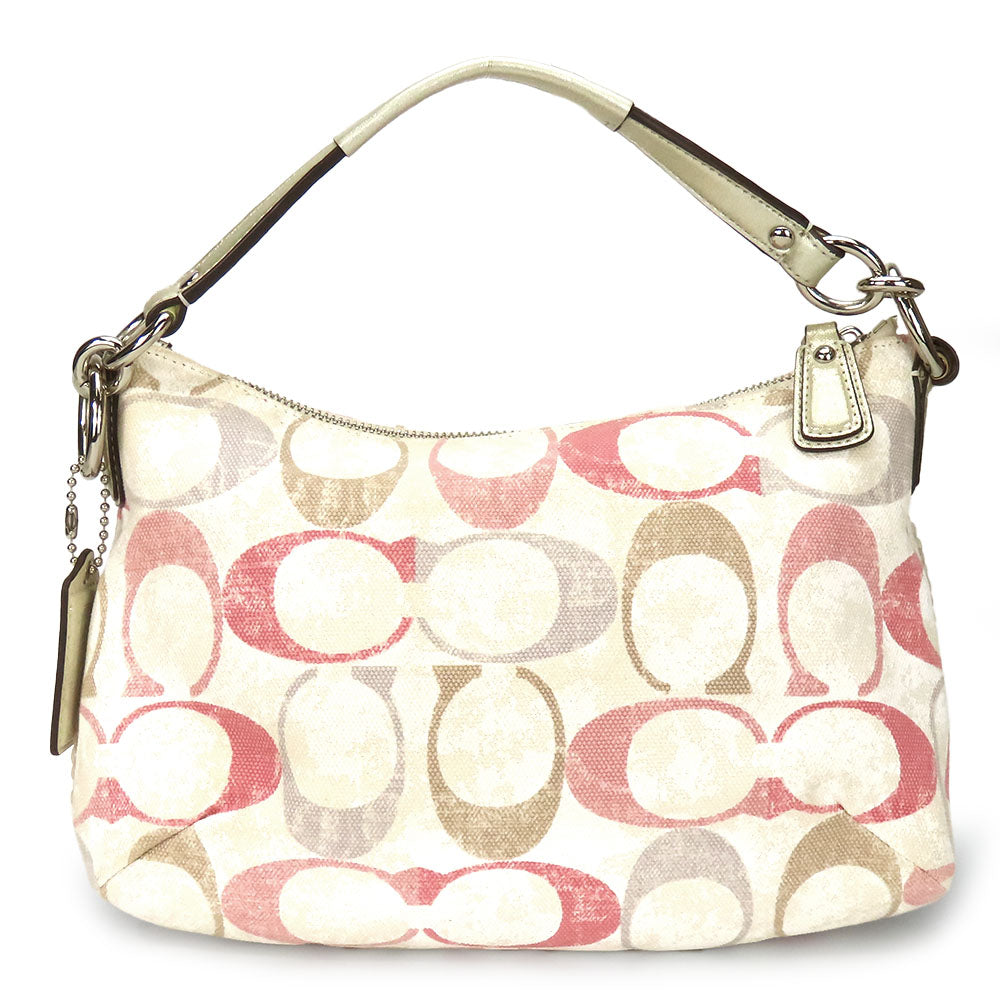 COACH Handbag 19339 Canvas, Leather, Sequins Pink, Multicolor Christine Women Used Authentic