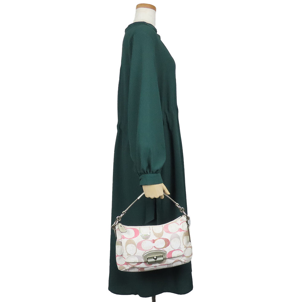 COACH Handbag 19339 Canvas, Leather, Sequins Pink, Multicolor Christine Women Used Authentic