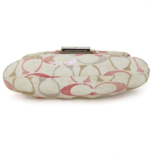 COACH Handbag 19339 Canvas, Leather, Sequins Pink, Multicolor Christine Women Used Authentic