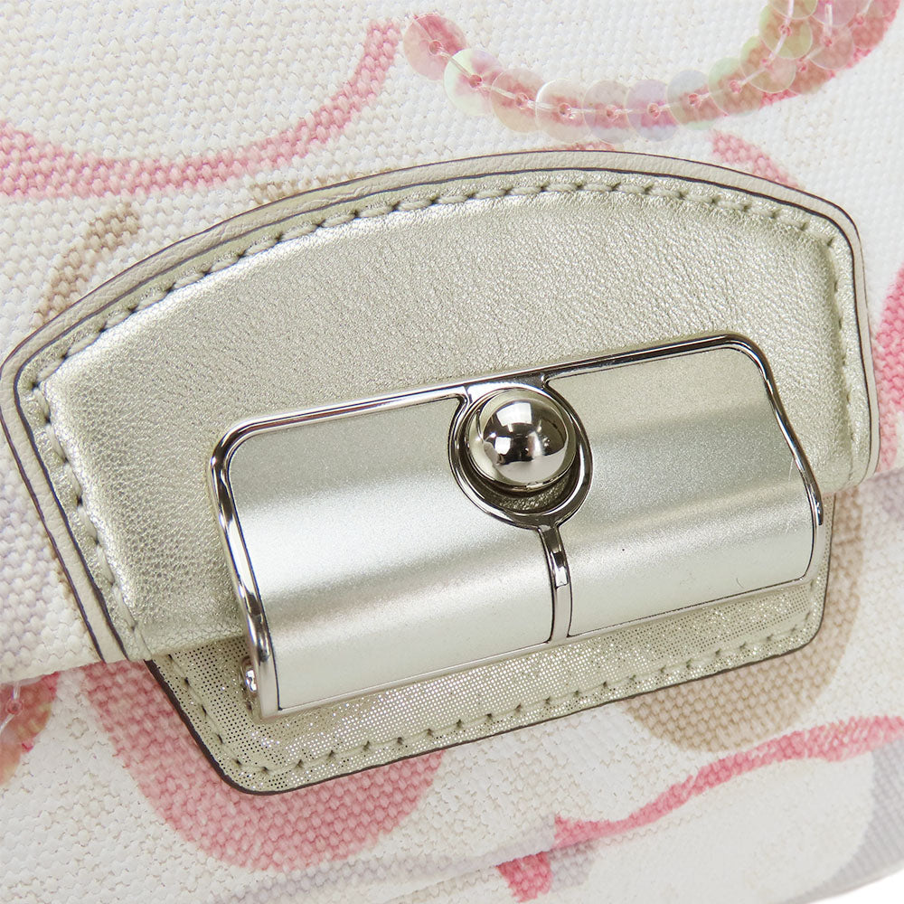 COACH Handbag 19339 Canvas, Leather, Sequins Pink, Multicolor Christine Women Used Authentic