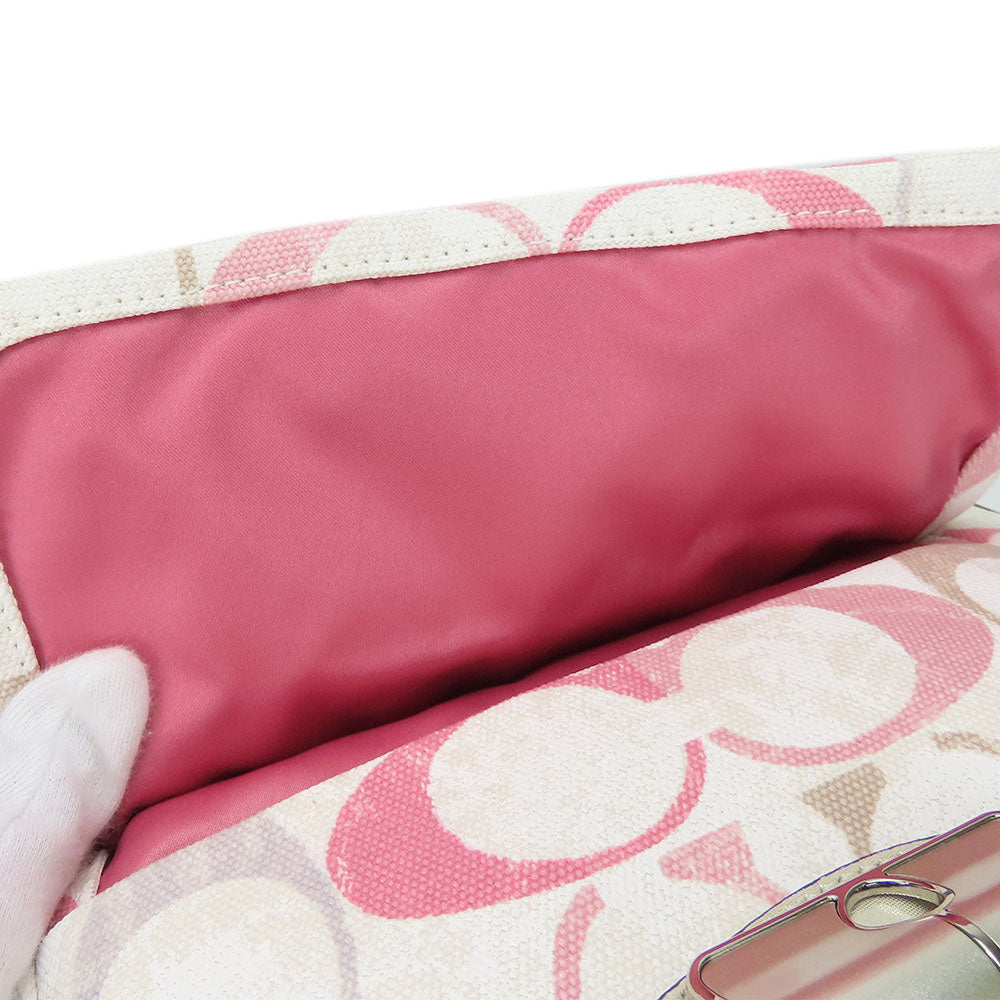 COACH Handbag 19339 Canvas, Leather, Sequins Pink, Multicolor Christine Women Used Authentic