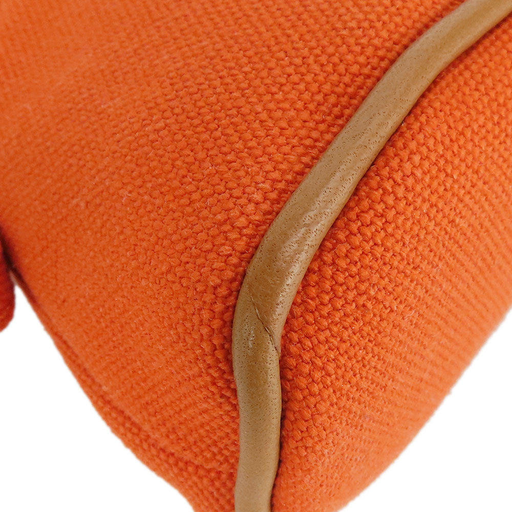 HERMES Pouch cotton Orange Bored pouch mini mini Women Used Authentic