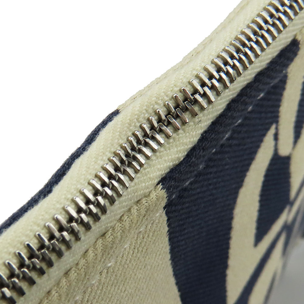 HERMES Pouch canvas Navy Chene Dunkle Truth Flat GM Women Used Authentic