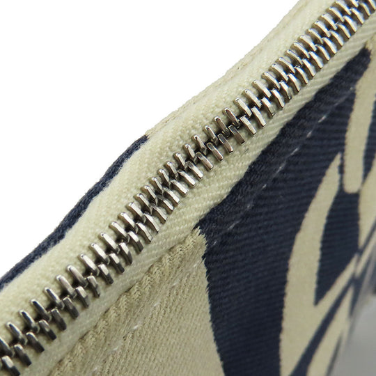 HERMES Pouch canvas Navy Chene Dunkle Truth Flat GM Women Used Authentic