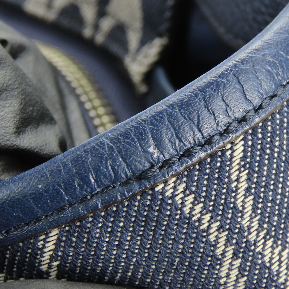 COACH Tote Bag F32622 Canvas, Leather Navy Signature Women Used Authentic