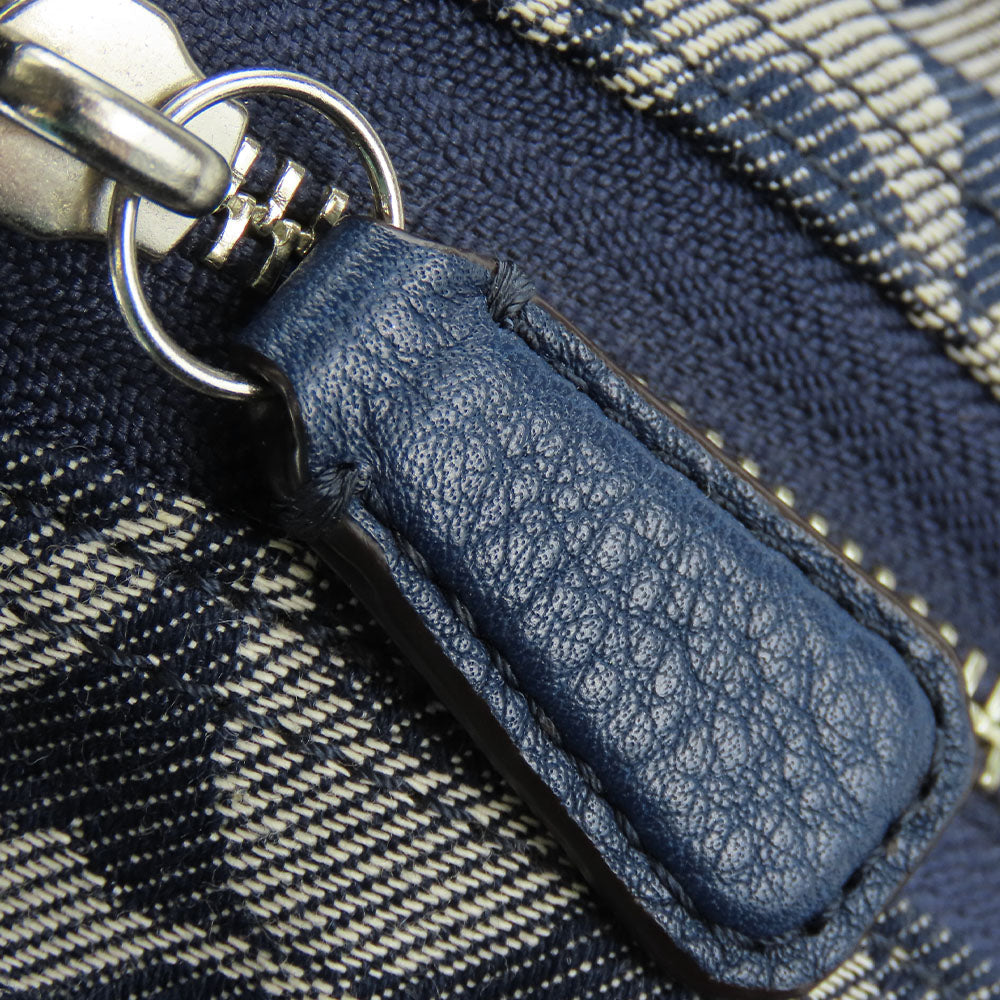 COACH Tote Bag F32622 Canvas, Leather Navy Signature Women Used Authentic