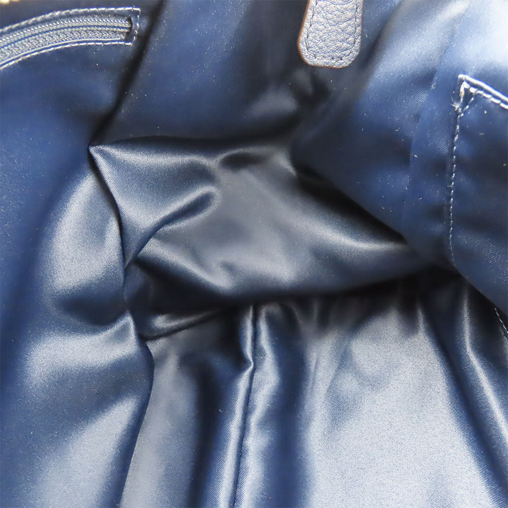 COACH Tote Bag F32622 Canvas, Leather Navy Signature Women Used Authentic