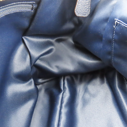 COACH Tote Bag F32622 Canvas, Leather Navy Signature Women Used Authentic