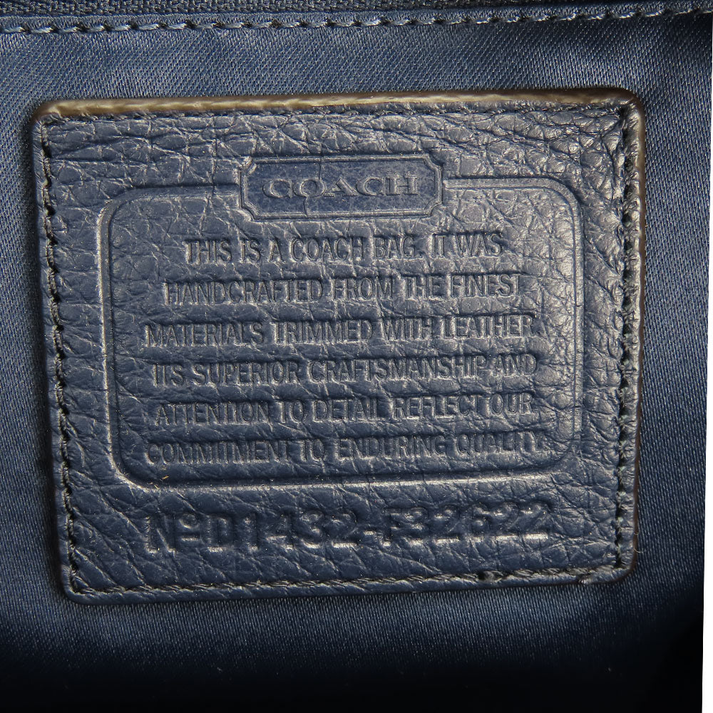COACH Tote Bag F32622 Canvas, Leather Navy Signature Women Used Authentic