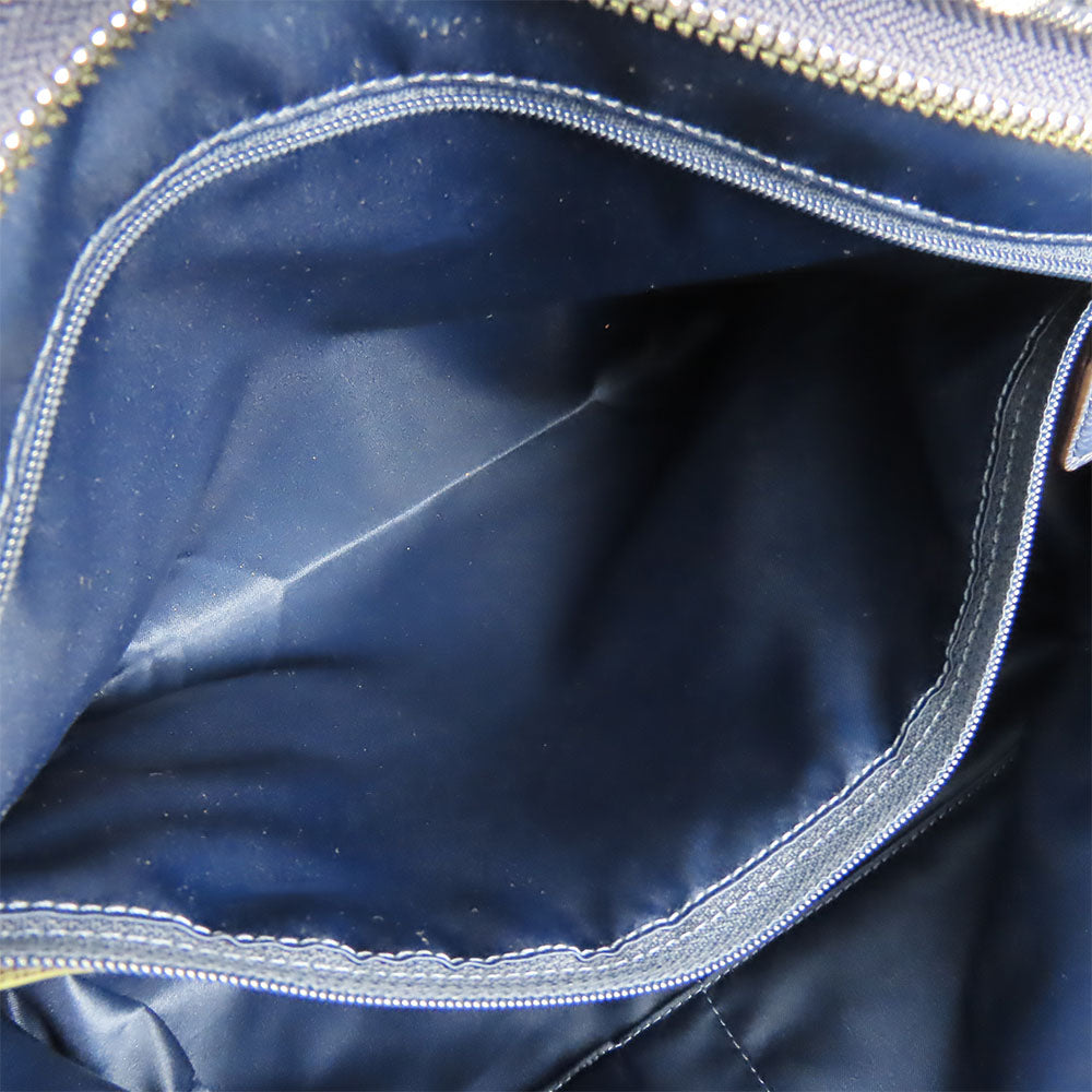 COACH Tote Bag F32622 Canvas, Leather Navy Signature Women Used Authentic