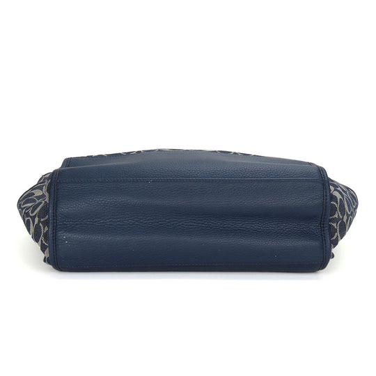 COACH Tote Bag F32622 Canvas, Leather Navy Signature Women Used Authentic